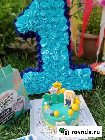 Цифра-единичка, голубая, из цветов, на годик Воронеж - изображение 1