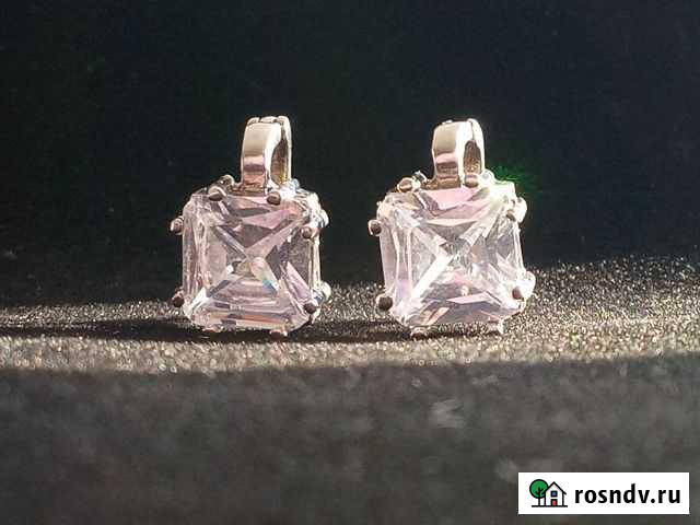 Серьги серебряные, с кубическим цирконием Луга - изображение 1