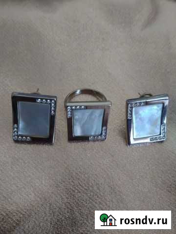 Набор:серьги и кольцо с перламутром, размер 18 Пенза - изображение 1