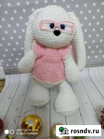 Вязаные игрушки ручной работы Зайка в очках Ростов-на-Дону - изображение 1