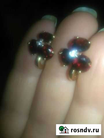 Золотые серьги с гранатами Тула - изображение 1