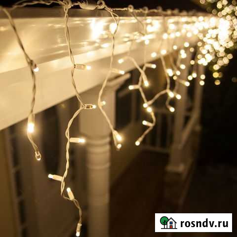 Светодиодная бахрома теплый белый цвет 6м Самара - изображение 1