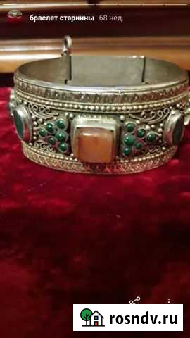 Браслет старинный, состав: мельхиор,сердолик Махачкала - изображение 1