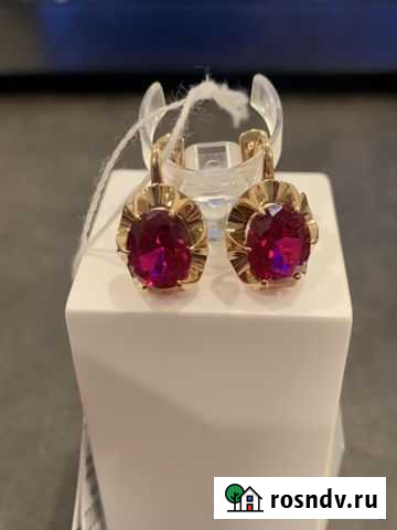 Серьги золотые с корундами Тула - изображение 1