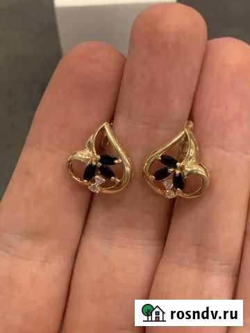 Серьги золотые с фианитами Тула - изображение 1