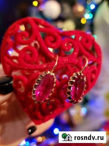 Серьги с рубином производство СССР Советское золот Сургут - изображение 1