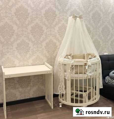 Детская кроватка трансформер овальная с маятником Набережные Челны - изображение 1