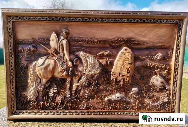 Панно картина резная. богатырь на распутье Краснодар - изображение 1