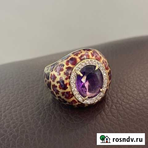 Золотое кольцо с аметистом и бриллиантами Махачкала - изображение 1