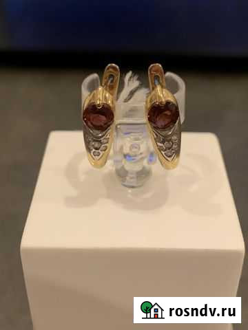 Серьги золотые с гранатами Тула - изображение 1