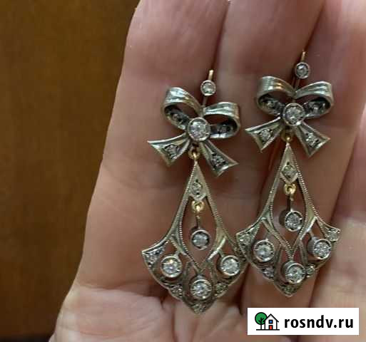 Золотые серьги с бриллиантами Владимир - изображение 1