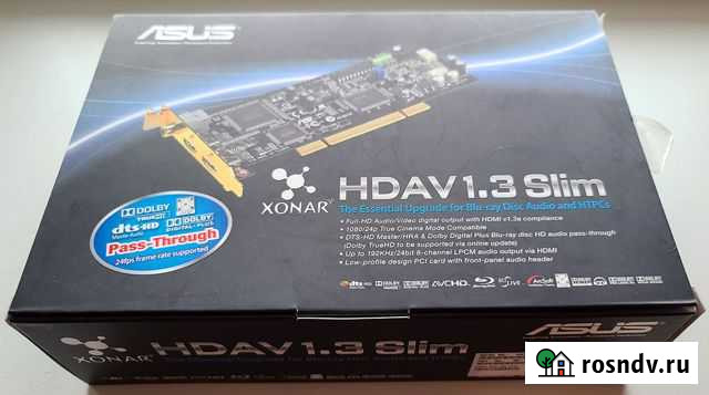 Звуковая карта PCI asus xonar (xonar hdav13slim/A) Москва - изображение 1