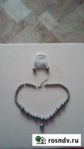 Шикарный комплект колье и серьги - под серебро Барнаул - изображение 1