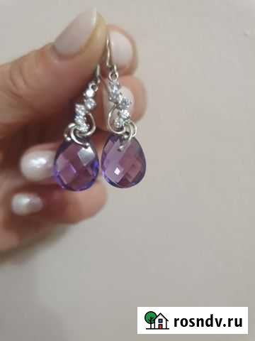 Серьги с аметистом серебро Новосибирск - изображение 1