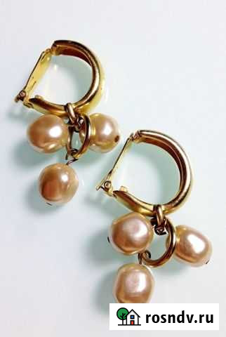 Винтажные клипсы Les Bernard с жемчугом. США, 1980 Екатеринбург - изображение 1