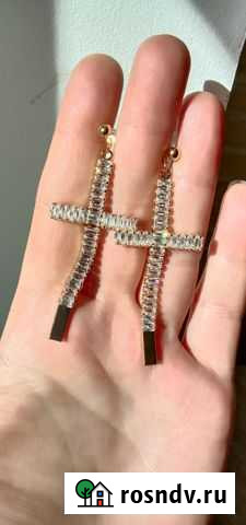 Шикарные серьги кресты с кристаллами Санкт-Петербург - изображение 1
