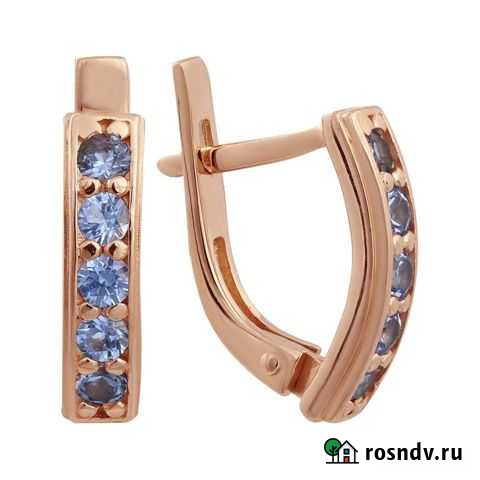 Серьги С фианитом из золота 585 пробы Набережные Челны - изображение 1