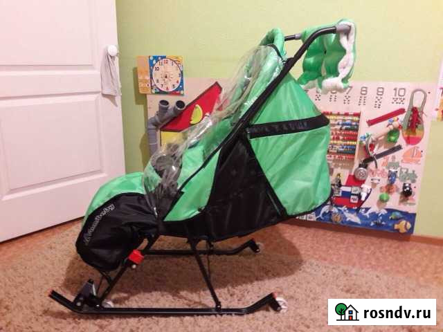 Санки-коляска DamiBaby с 4 колёсиками Новокузнецк - изображение 1