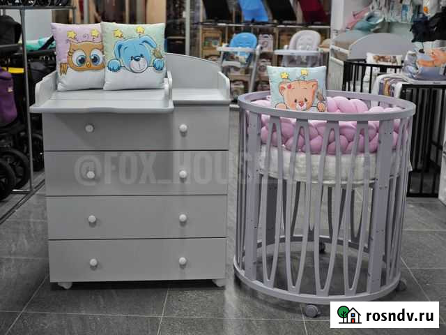 Круглая овальная кроватка 7в1 Vanetta « серый » Брянск - изображение 1