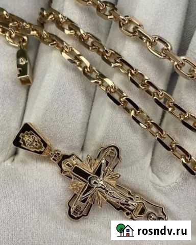 Золотая цепь якорка с крестом Калининград - изображение 1