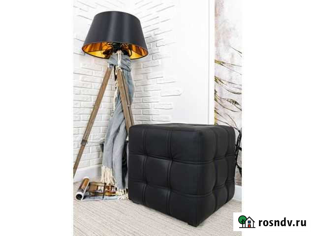 Пуфик экокожа белый, черный Ялта - изображение 1