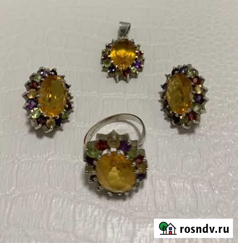 Комплект из серебра с цитринами Подольск - изображение 1