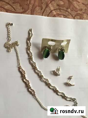 Бижутерия: комплект - серги+ожкрклье + браслет Лобня - изображение 1