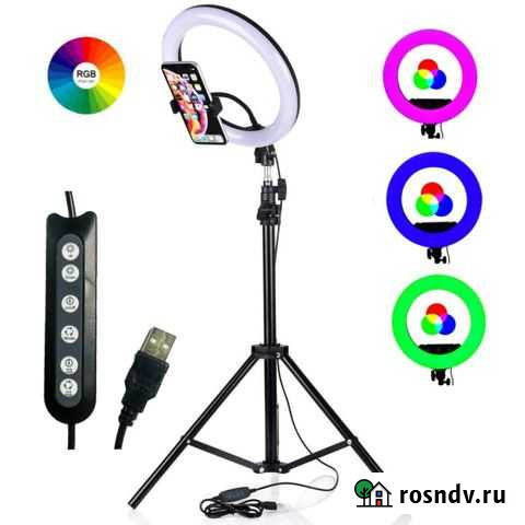 Кольцевая лампа разноцветная 26 см Набережные Челны - изображение 1