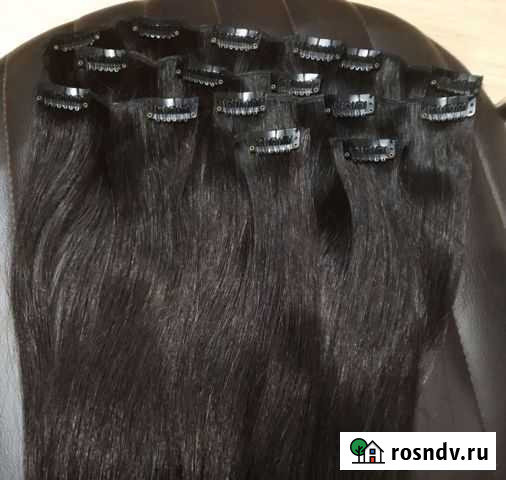 Волосы на заколках черные 50 см Ярославль - изображение 1