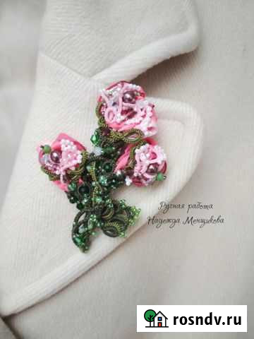 Брошь Роза ручная работа Череповец - изображение 1