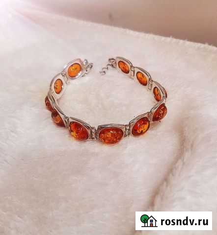 Серебряный браслет с янтарем Петрозаводск - изображение 1
