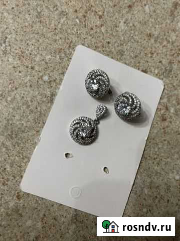 Серебряные серьги и кулон Калининград - изображение 1