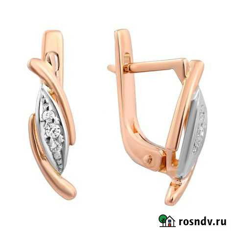 Серьги С фианитом из золота 585 пробы Набережные Челны - изображение 1