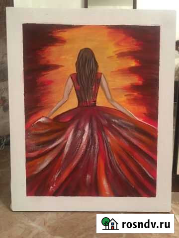 Картина на холсте, девушка в красном Краснообск - изображение 1