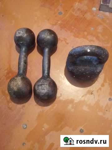 Гантели по 5 кг.Гиря 8кг Шахты - изображение 1