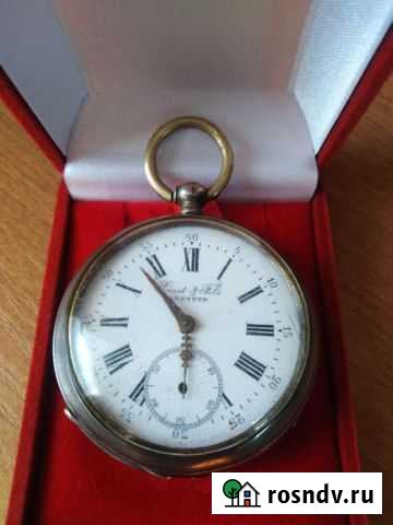 Часы Perret s Fils старинные карманные серебро 84 Гусь-Хрустальный - изображение 1