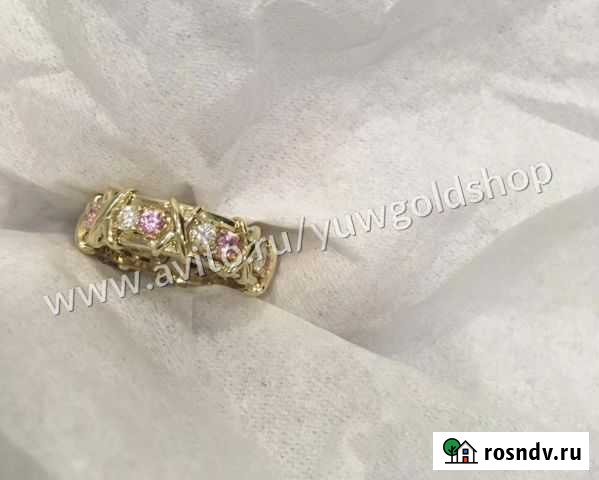 Золотое кольцо Tiffany 750 пр. с брил. и сапфирами Знаменск - изображение 1