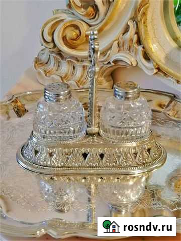 Солонки для специй винтаж серебрение хрусталь Итал Москва - изображение 1