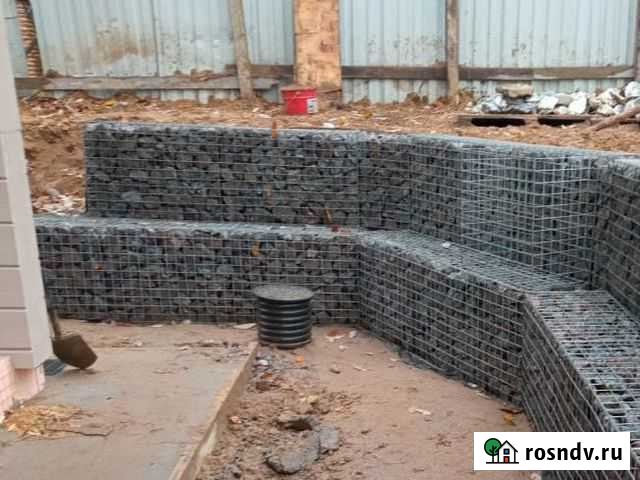 Подпорная стена из габионов, оцинкованных сеток Боровичи - изображение 1