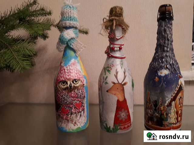 Новогоднее шампанское (декупаж) Новосибирск - изображение 1