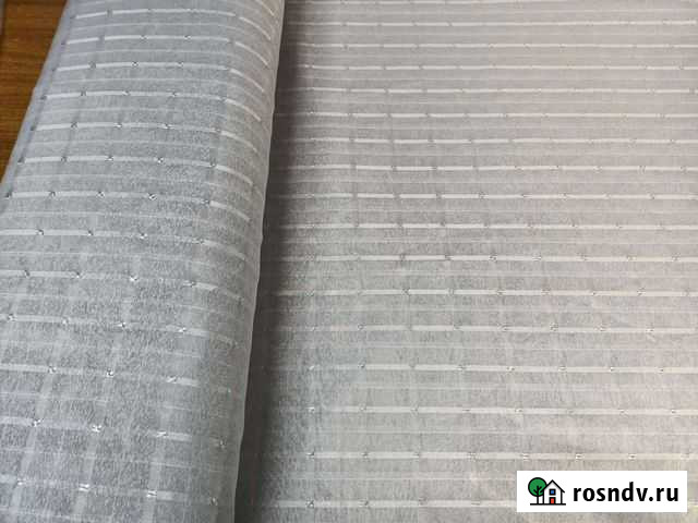 Серый тюль под лен с жаккардовым квадратами Москва - изображение 1