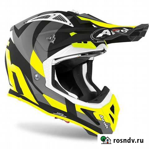 Кроссовый шлем airoh aviator ACE trick yellow matt Котельники - изображение 1