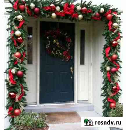 Оформление входной группы/витрины к Новому Году Кострома