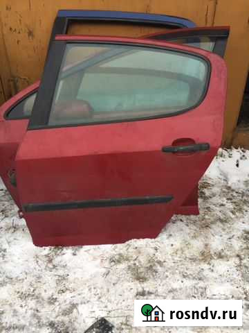 Дверь задняя левая красная Пежо 407 Бронницы - изображение 1