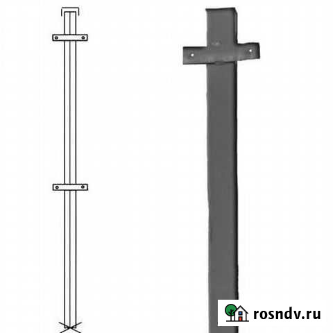 Столб 50x50x2400 с планкой квадратный Белоозёрский - изображение 1