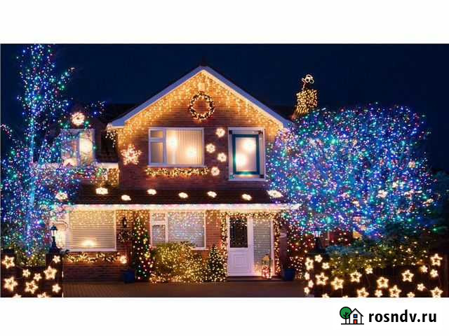 Установка ёлок Оформление фасадов домов гирляндами Нижний Новгород - изображение 1