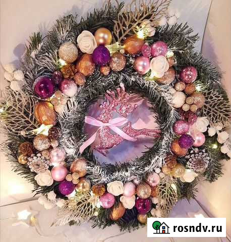 Новогодние венки и декор ручной работы Хабаровск - изображение 1