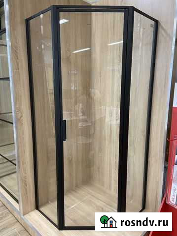 Душевое ограждение трапеция 90*90 чёрный профиль Аксай - изображение 1