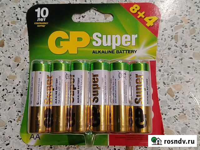 Алкалиновые батарейки GP Super alkaline AA LR6 1,5 Ижевск - изображение 1