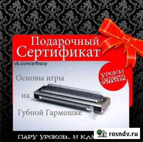Подарочные Сертификаты губная гармошка Санкт-Петербург